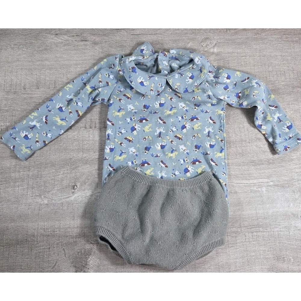 Misha & Puff Organic Pima Cotton 9-12M Bodysuit + Quincy Mae Knit Bloomers 6-12M